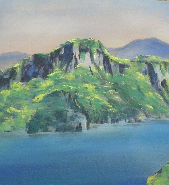 掛軸 浜孤嘯 『十和田湖』 共箱 二重箱 太巻