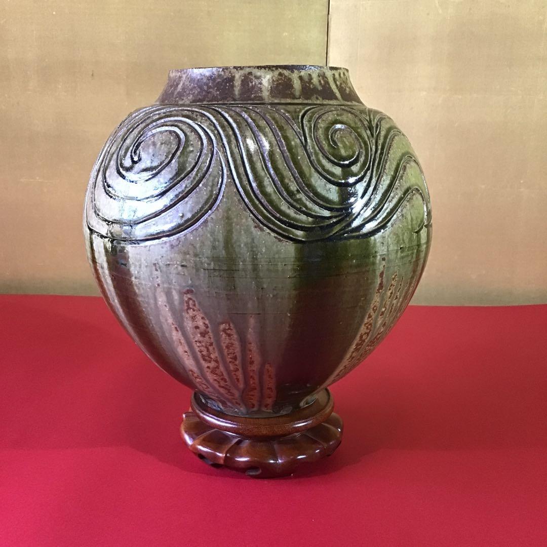 5代目 尾林焼 水野英男 「石青壺」 最高傑作品 - メルカリ