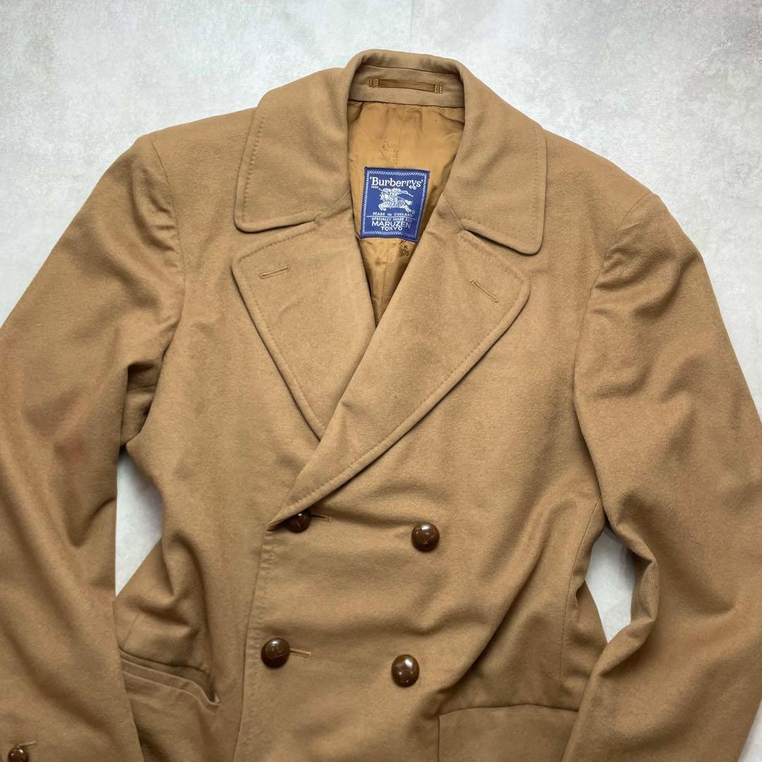 希少 良品 バーバリー ダブルチェスターコート くるみ釦 裏地総柄 キャメル L