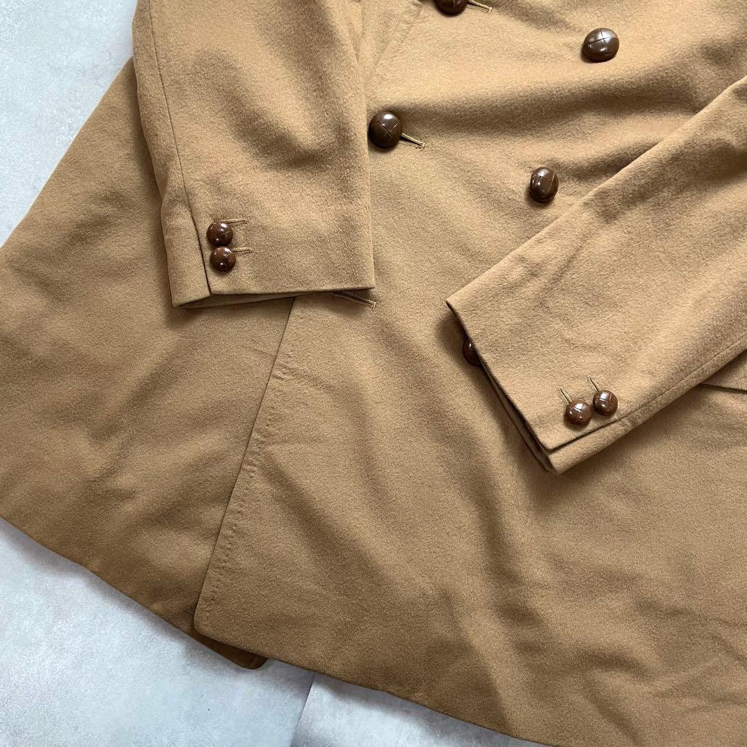 希少 良品 バーバリー ダブルチェスターコート くるみ釦 裏地総柄 キャメル L
