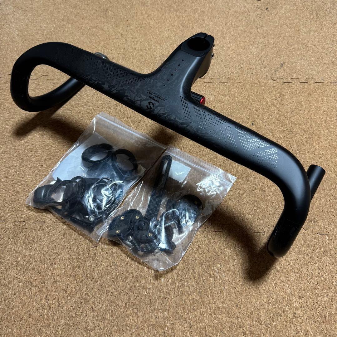 ロードバイク　一体型　カーボン　エアロ　ドロップハンドル　400-80mm