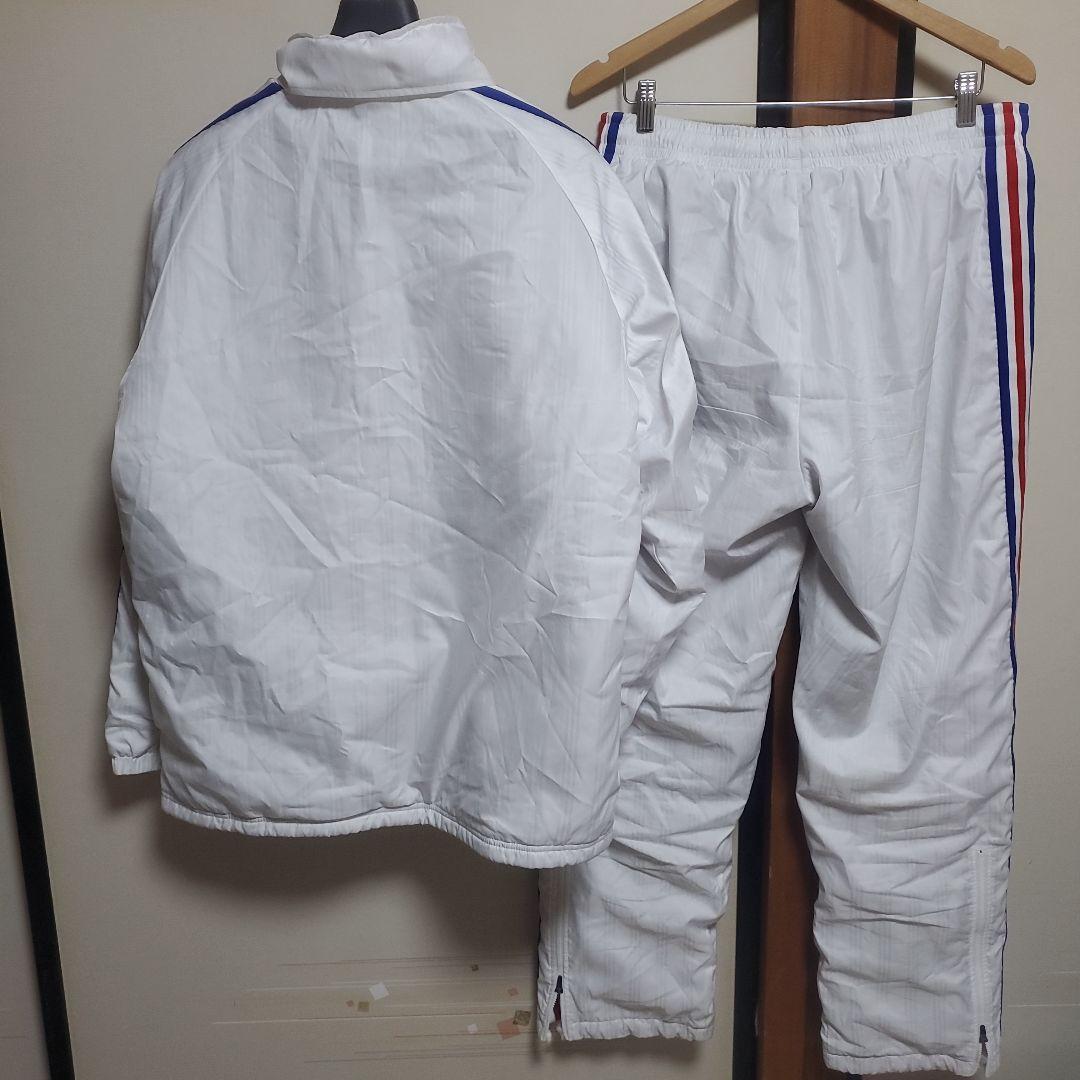 【美品】adidas　ナイロンジャージ　上下セット　メンズOサイズ　厚手裏地付き