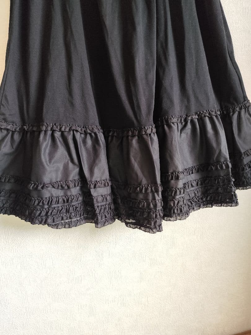 PINK HOUSE☆裾フリルブラックロングスカート