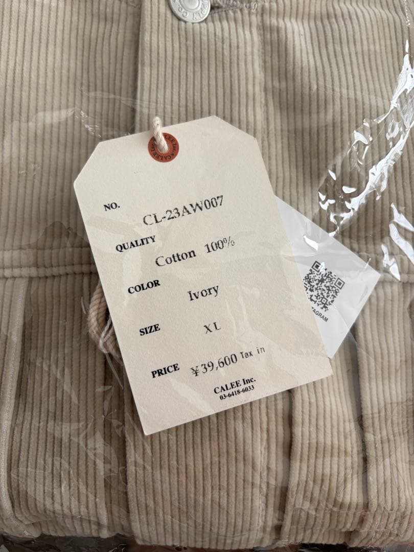 1ST ファーストタイプ ノーカラー コーデュロイ ジャケット　XL アイボリ