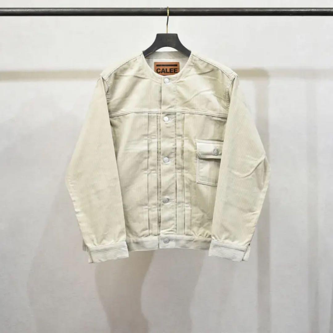 1ST ファーストタイプ ノーカラー コーデュロイ ジャケット　XL アイボリ