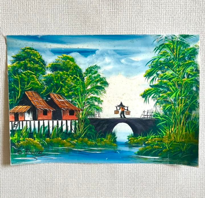 掛軸 浜孤嘯 『十和田湖』 共箱 二重箱 太巻 絵画 絹本 共箱 二重箱 太