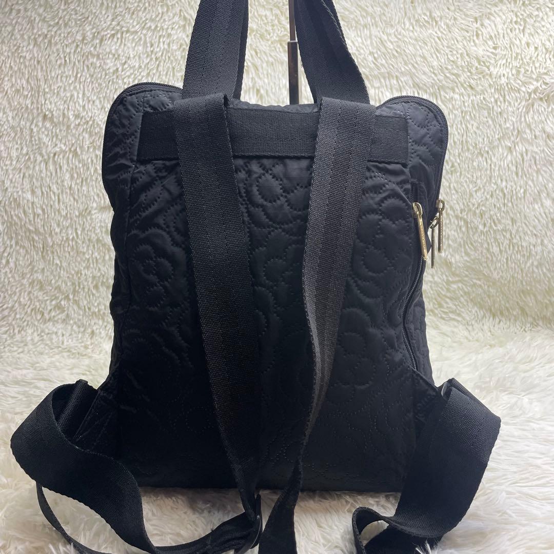 レスポートサック 2way リュック キルティング A4可 黒　花　フラワー