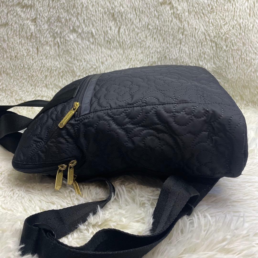 レスポートサック 2way リュック キルティング A4可 黒　花　フラワー