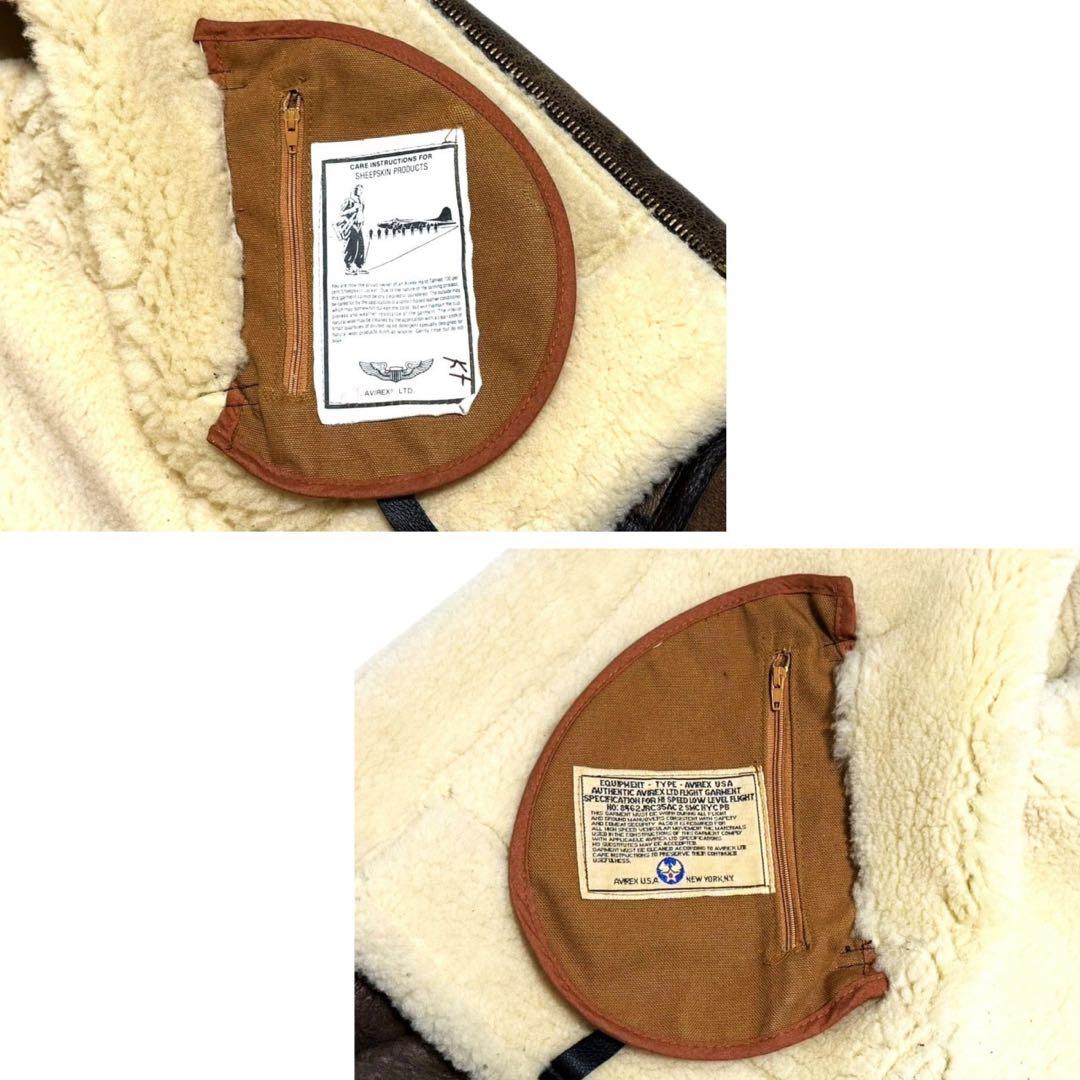 23.7万 米製 AVIREX B-3 ムートン フライトジャケット 38 羊革