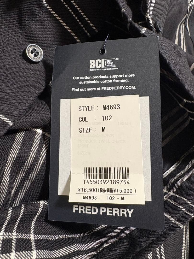 【新品】FRED PERRY Black チェックシャツ Mサイズ