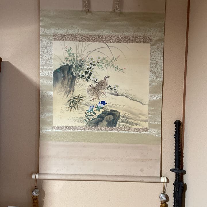 分部五鈴先生 秋草と鶉図 写真が全てです - メルカリ