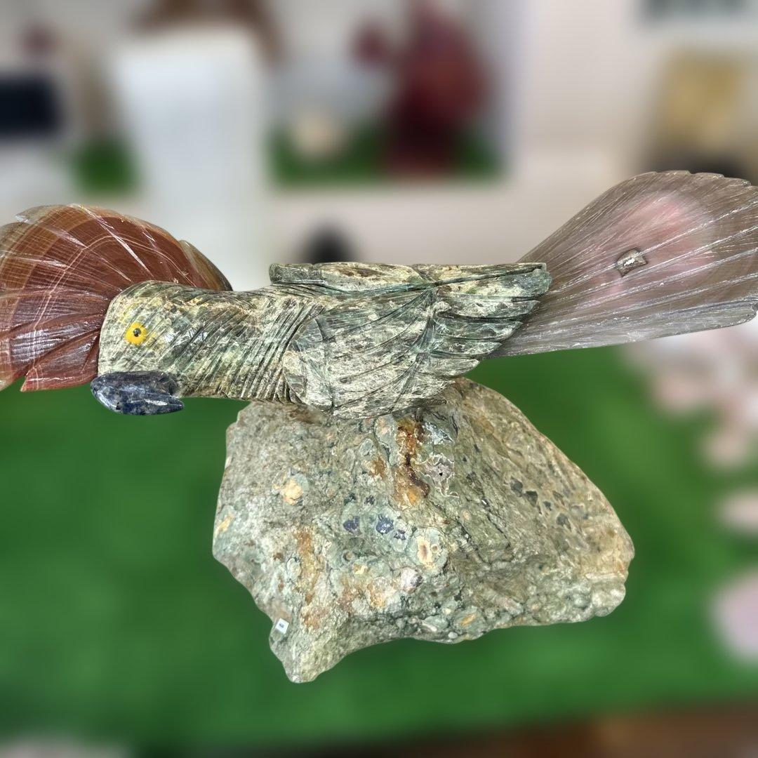 天然石 鳥 彫刻 置物 大型 インテリア