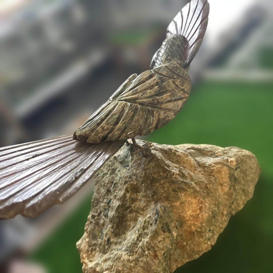 天然石 鳥 彫刻 置物 大型 インテリア