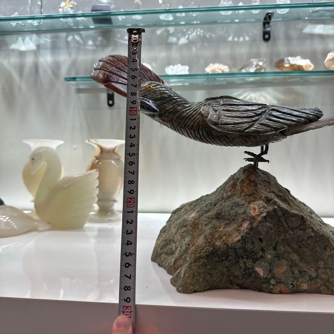 天然石 鳥 彫刻 置物 大型 インテリア