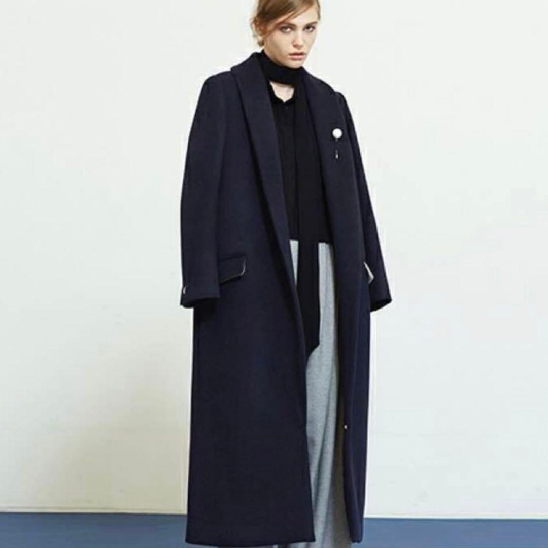 美品】ルシェルブルー 定価70200円 タキシードコート 36 ネイビー