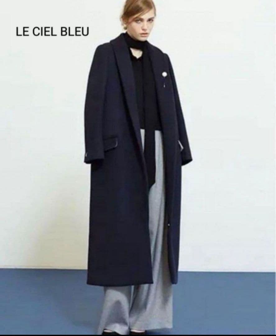 美品】ルシェルブルー 定価70200円 タキシードコート 36 ネイビー