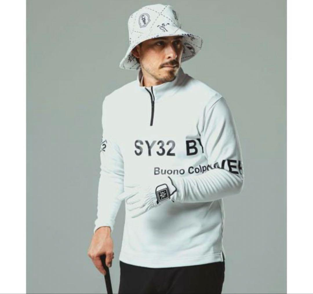 美品 SY32 by SWEET YEARS ゴルフ 裏起毛ハーフジップシャツ