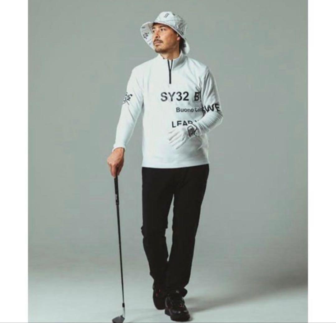 美品 SY32 by SWEET YEARS ゴルフ 裏起毛ハーフジップシャツ