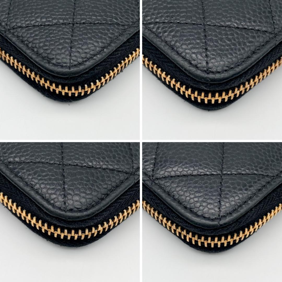 シャネル　ラウンドジップ　マトラッセ　キャビアスキン　長財布　676