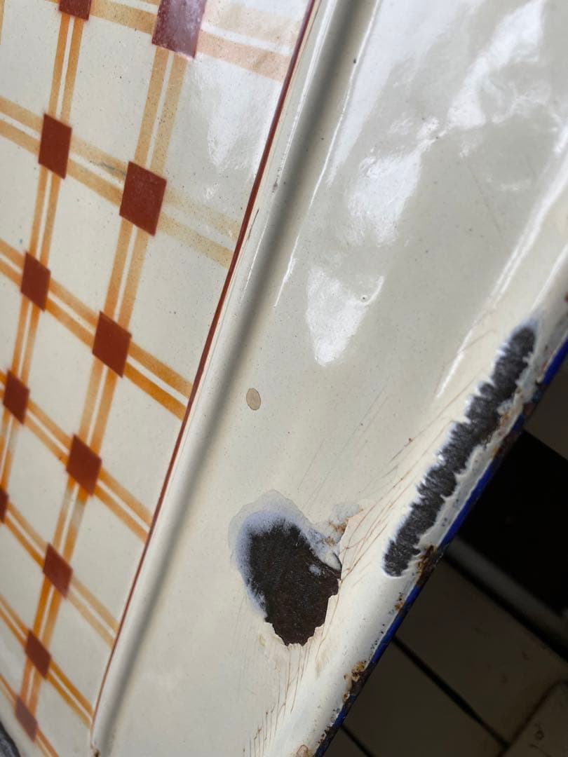 knock アンティーク　ホーロー　レードルラック　チェック柄　レードル付