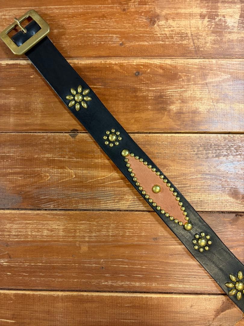 スタッズベルト 真鍮 茶芯 31インチ〜34インチ