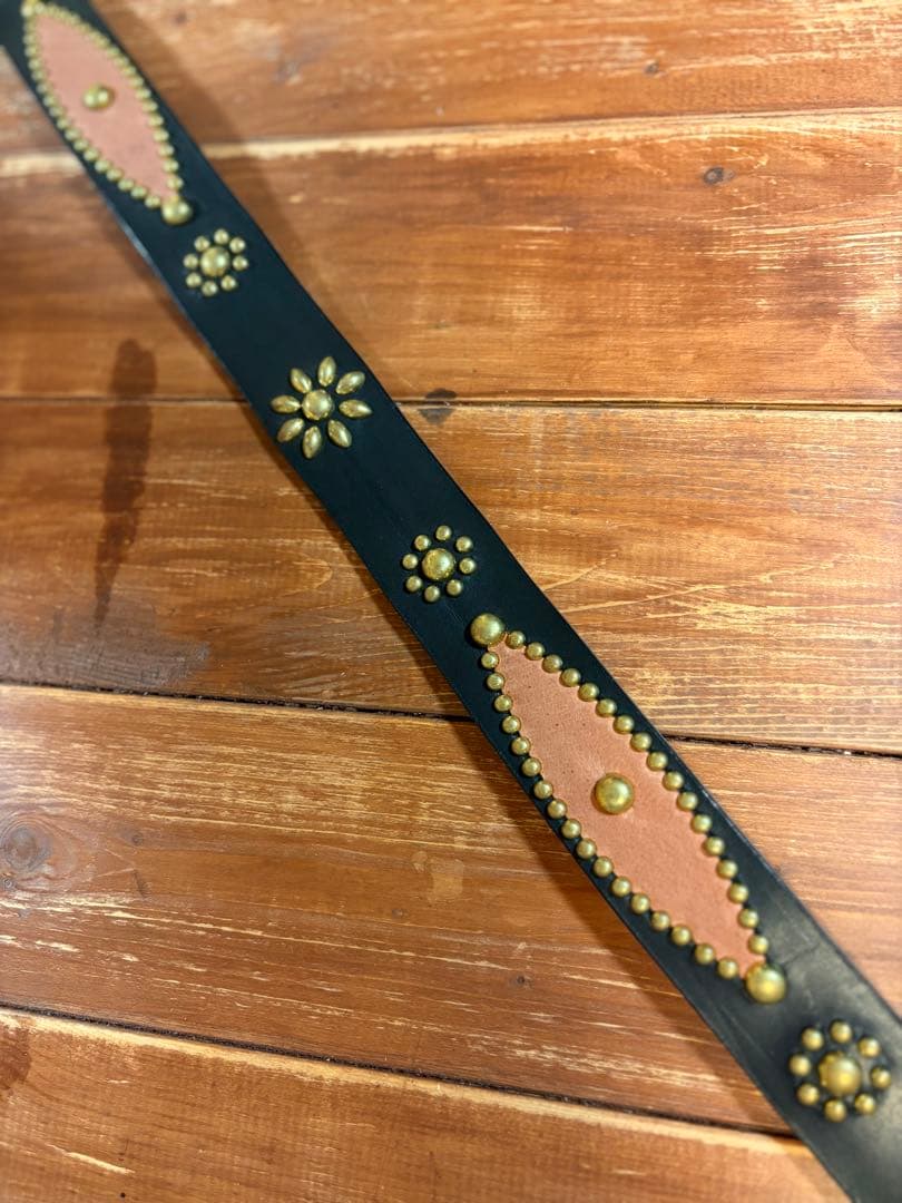 スタッズベルト 真鍮 茶芯 31インチ〜34インチ