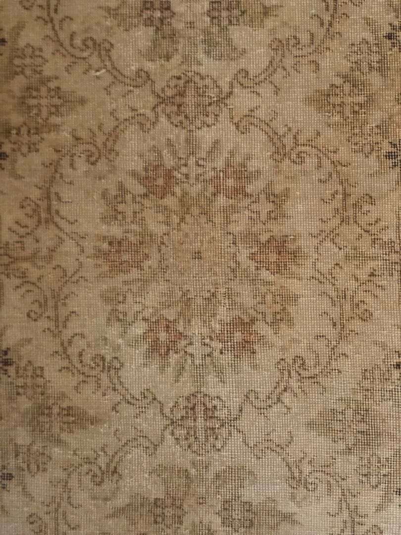 ヴィンテージラグ　ウォッシュ　ベージュオーバーダイ　フローラル　トルコ