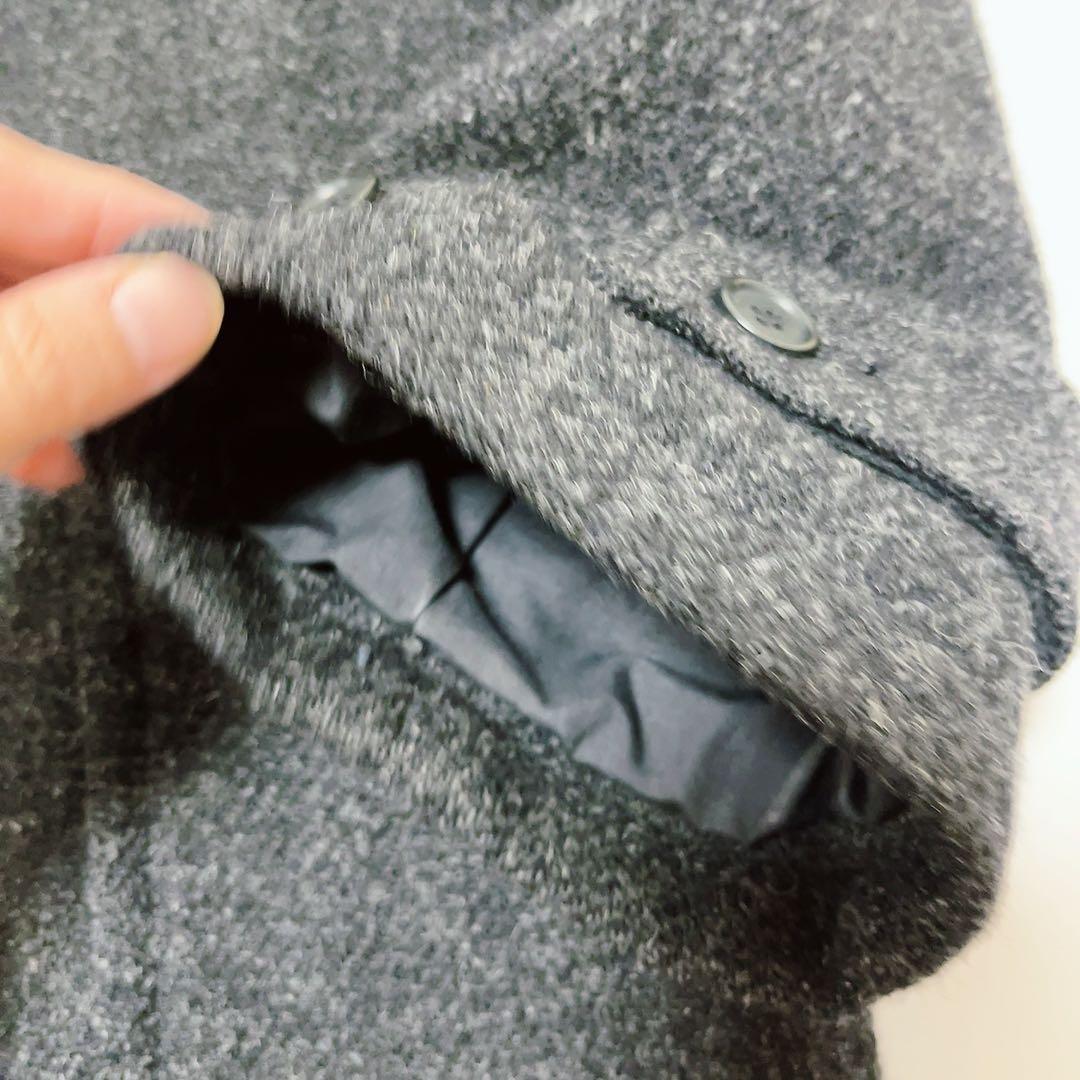 美品 マーガレットハウエル ハリスツイード ダッフルコート チャコールグレー M