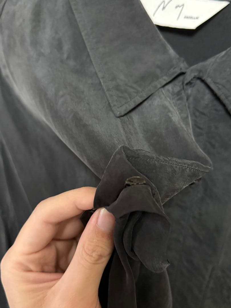 トップス ANCELLM AGING EMBROIDERY SHIRT BLACK