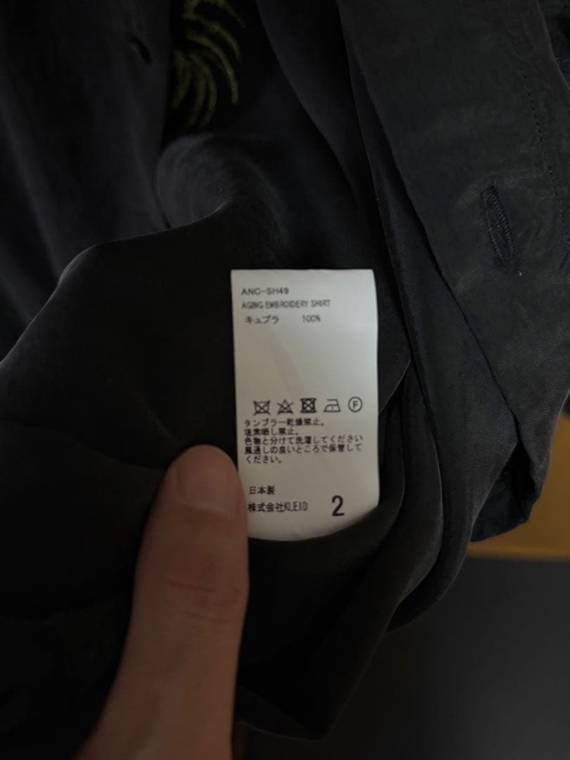 トップス ANCELLM AGING EMBROIDERY SHIRT BLACK