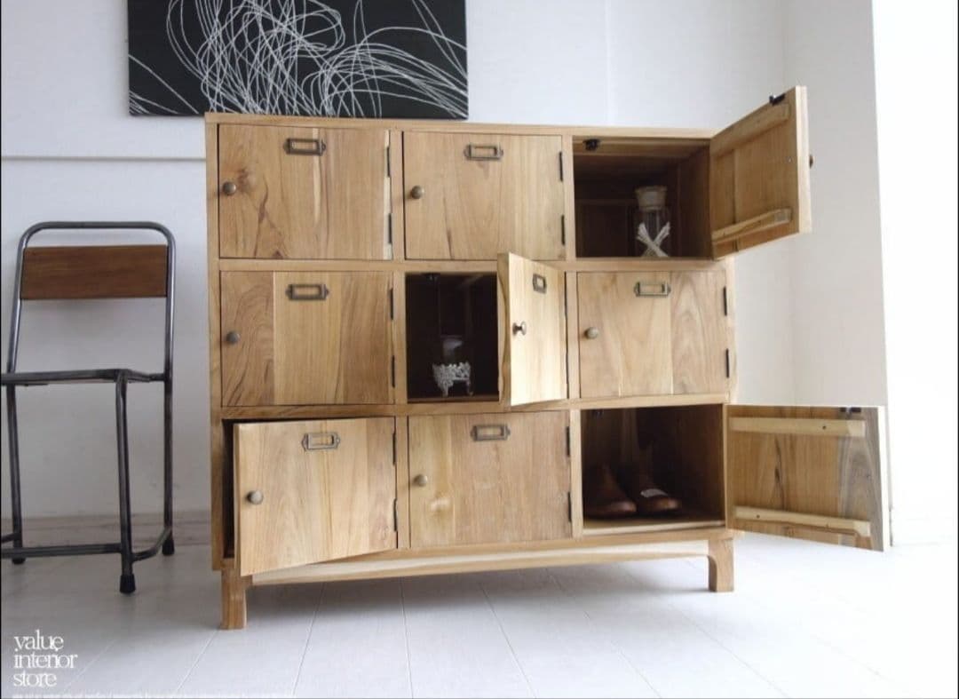 チークロッカーＮA　無垢　収納　家具　棚　シェルフ　バリューインテリア　美中古品