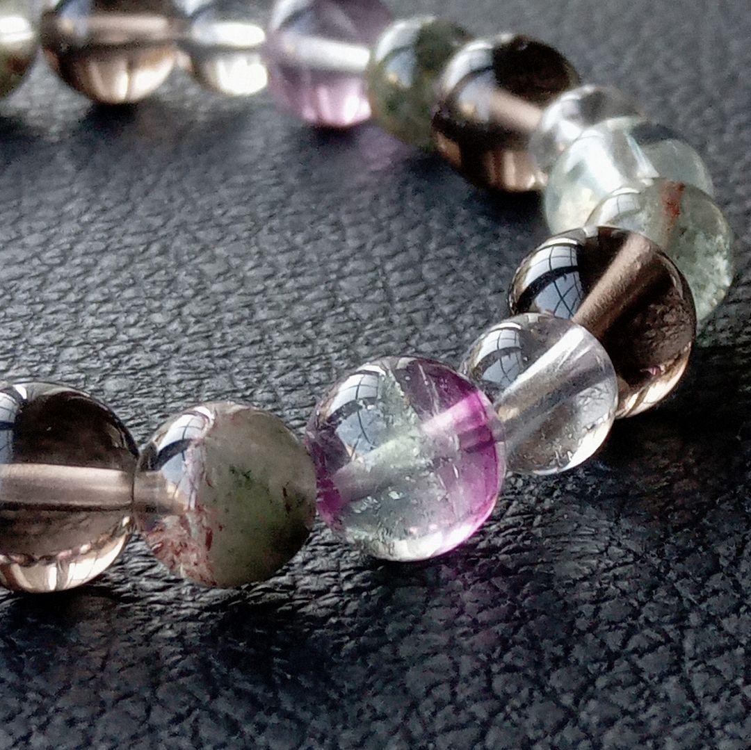 ひな様3点No2454☆オージャイトガーネットインクォーツ☆天然石ブレスレット