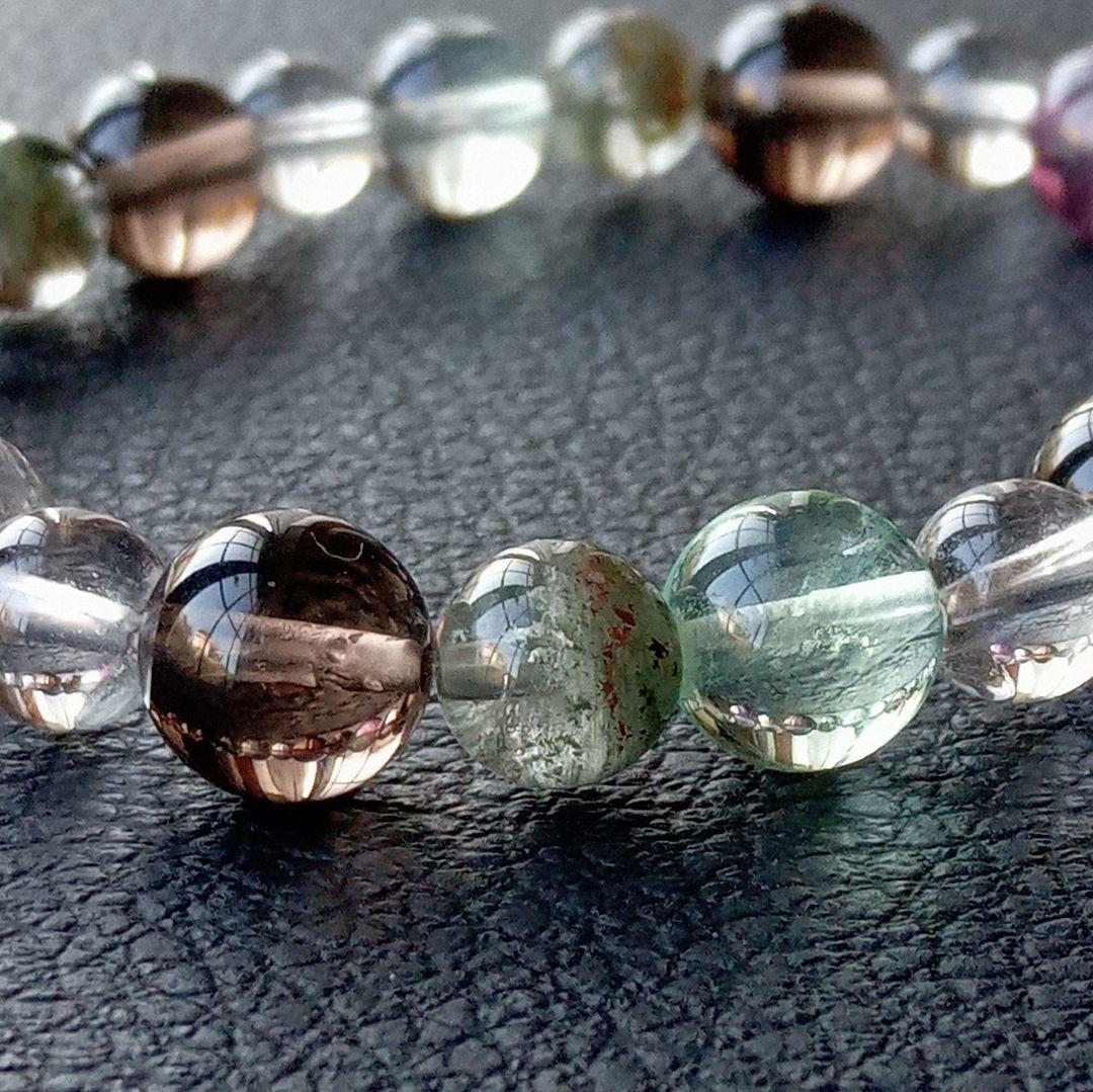 ひな様3点No2454☆オージャイトガーネットインクォーツ☆天然石ブレスレット