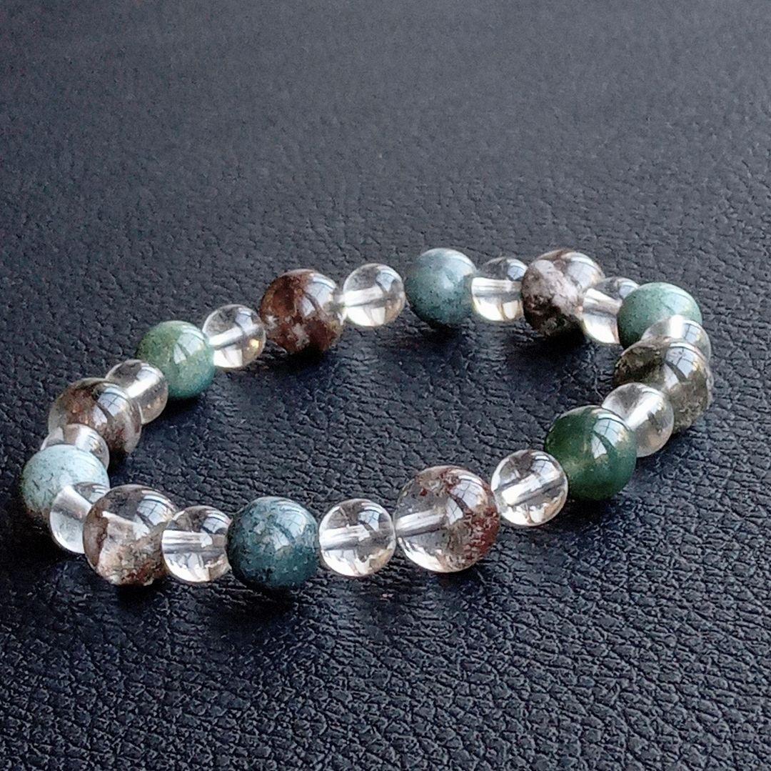 ひな様3点No2454☆オージャイトガーネットインクォーツ☆天然石ブレスレット