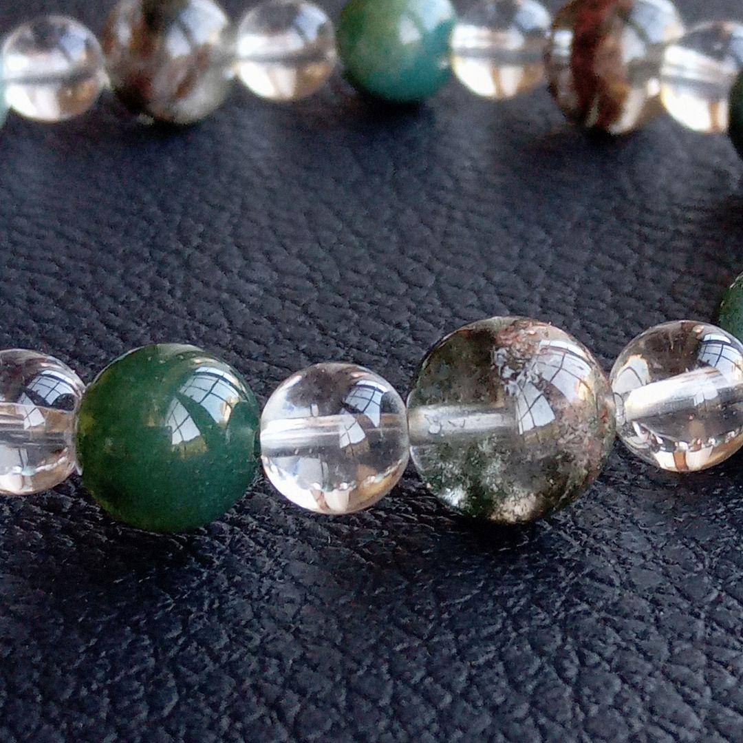 ひな様3点No2454☆オージャイトガーネットインクォーツ☆天然石ブレスレット