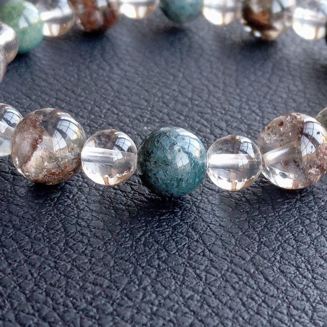 ひな様3点No2454☆オージャイトガーネットインクォーツ☆天然石ブレスレット