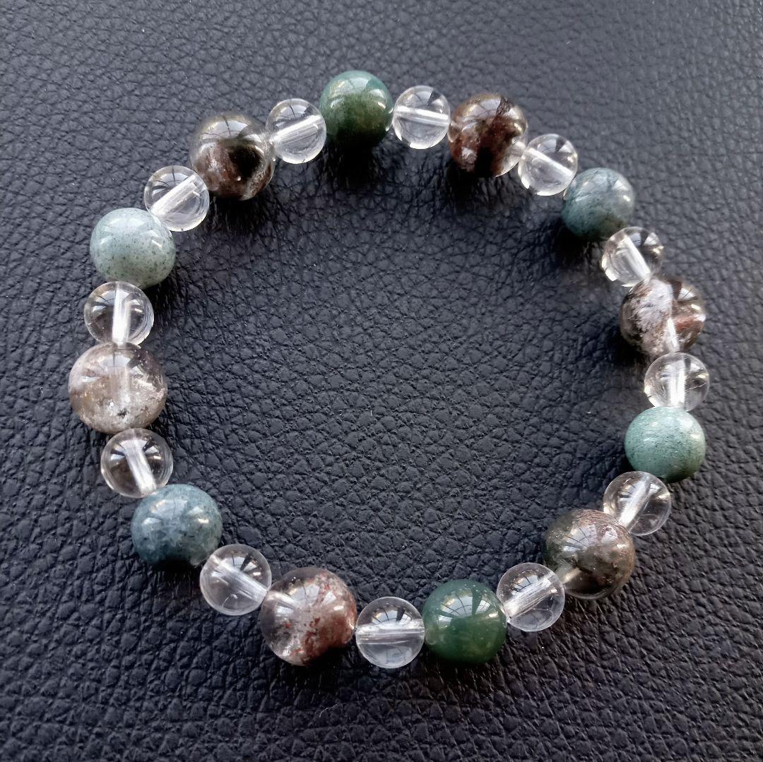 ひな様3点No2454☆オージャイトガーネットインクォーツ☆天然石ブレスレット