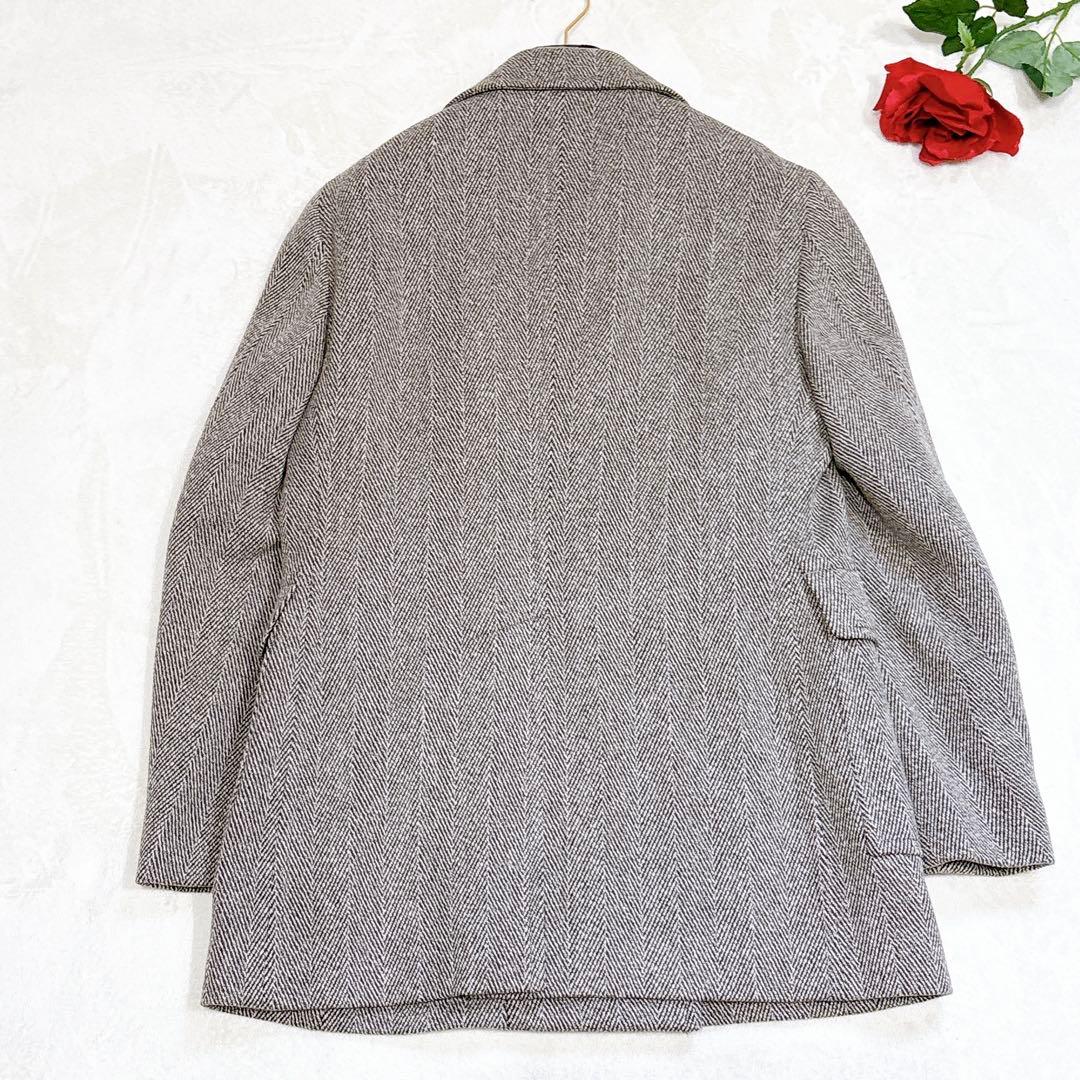 新品同様✨　アクアスキュータム　チェスターコート　ダブル　ヘリンボーン　カシミヤ