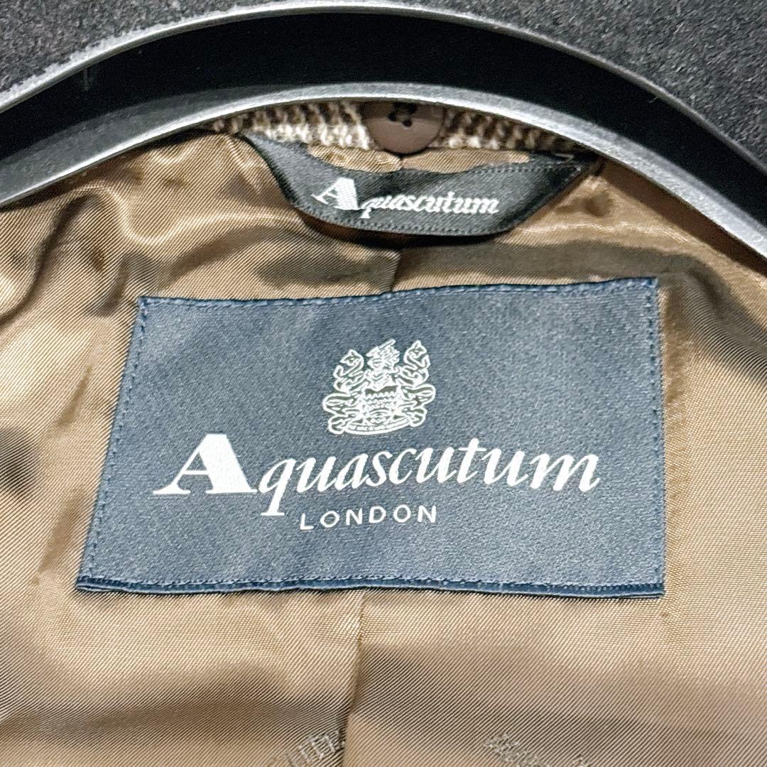 新品同様✨　アクアスキュータム　チェスターコート　ダブル　ヘリンボーン　カシミヤ