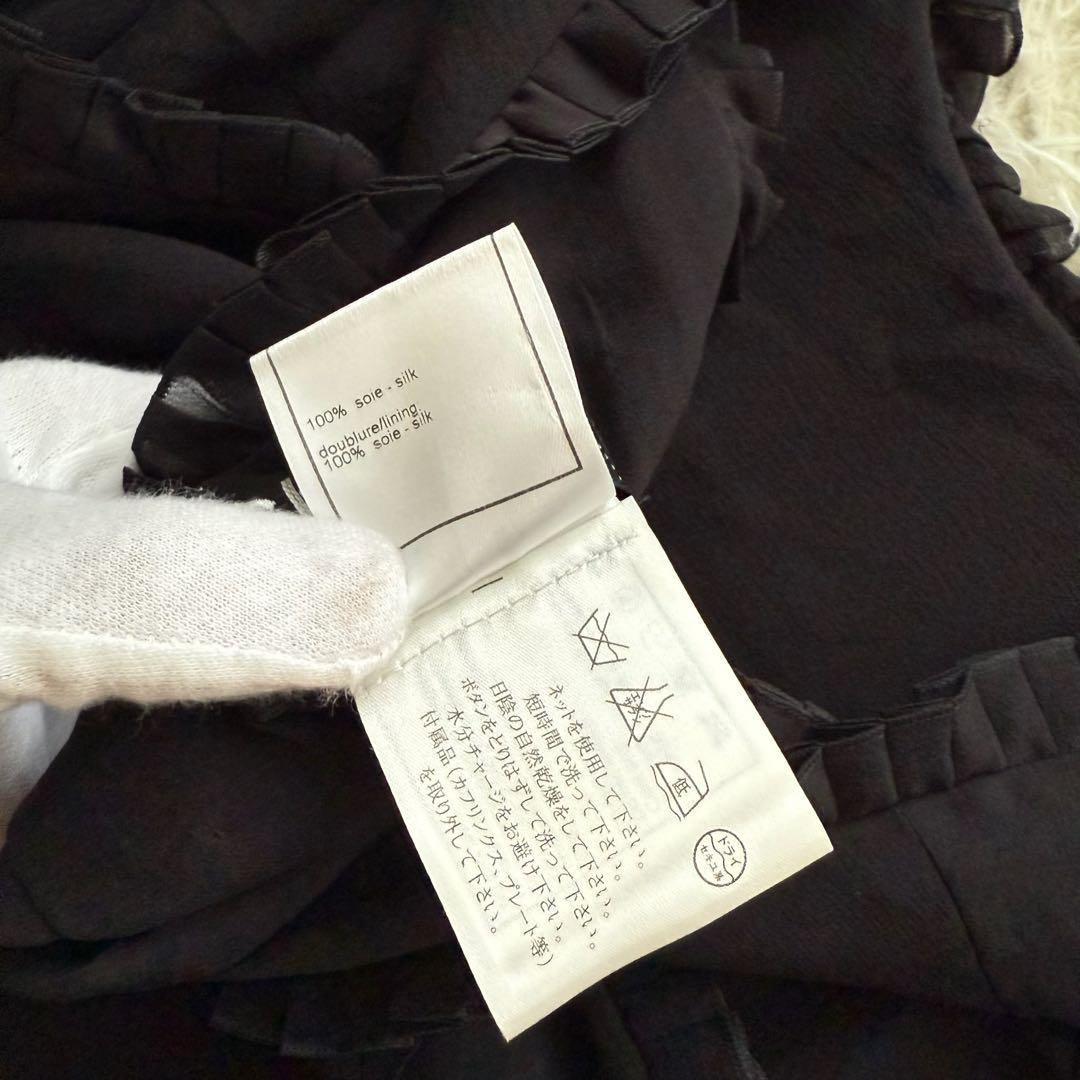 【シャネル】ワンピース　ココマーク シルク100% 02A プリーツ　黒　34