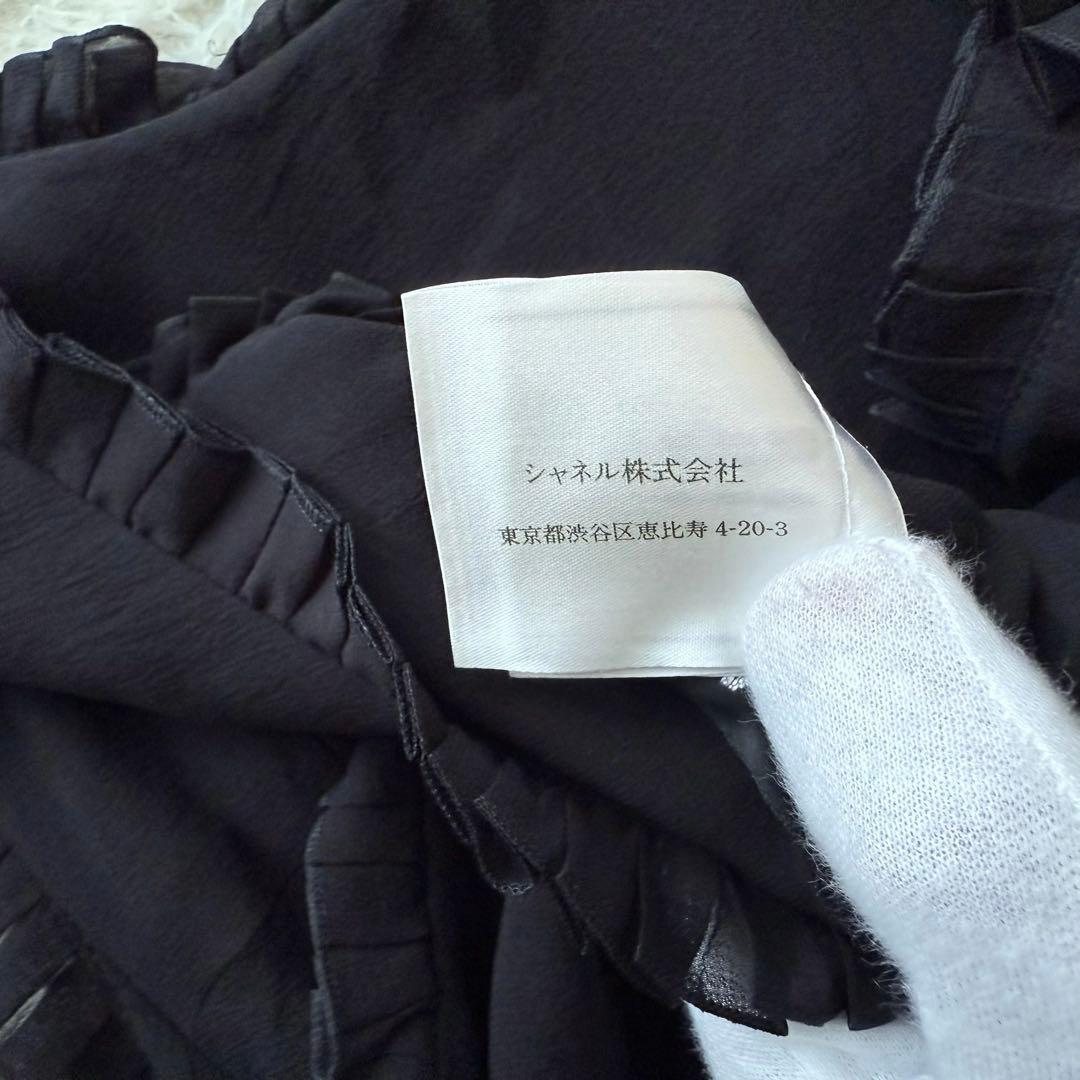 【シャネル】ワンピース　ココマーク シルク100% 02A プリーツ　黒　34