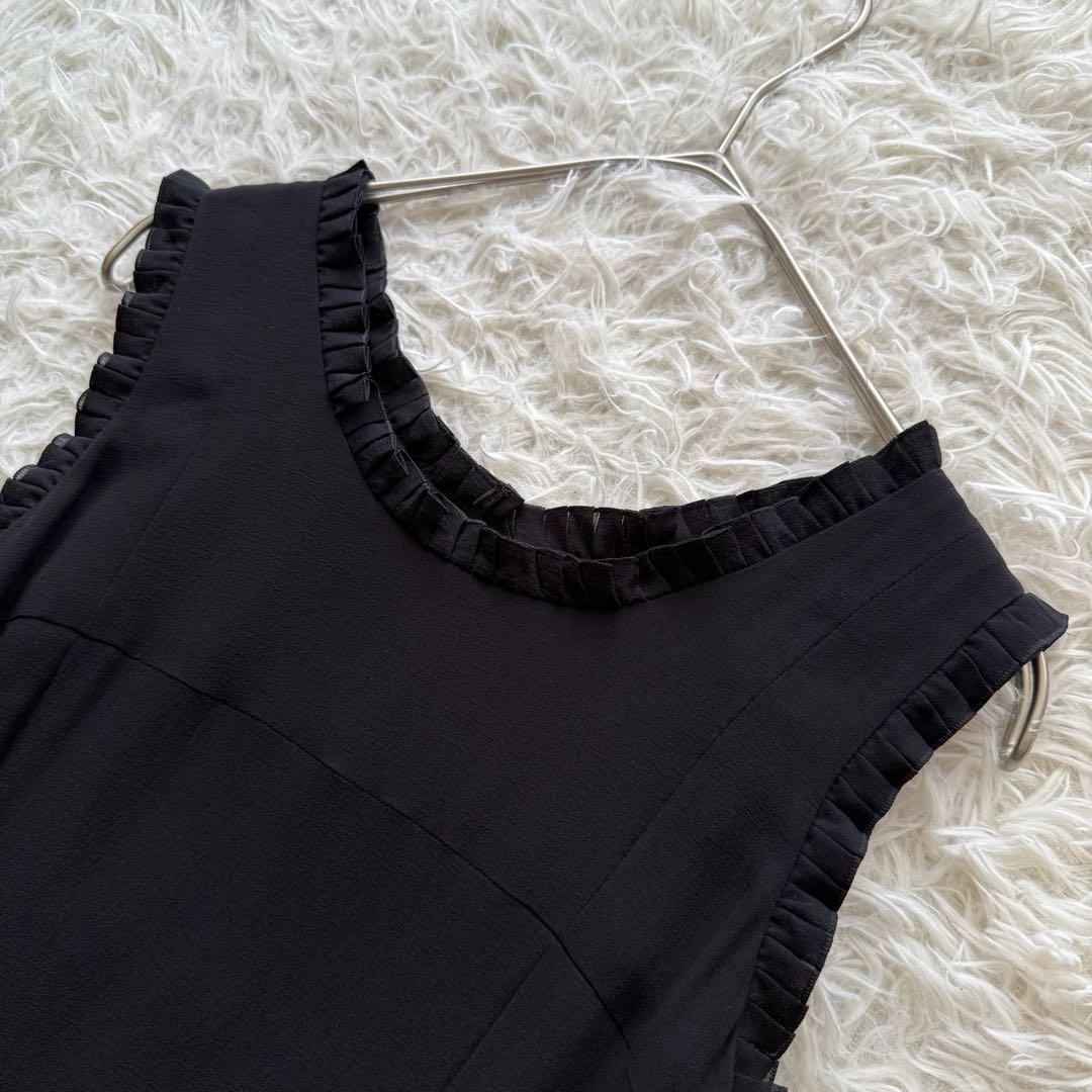 【シャネル】ワンピース　ココマーク シルク100% 02A プリーツ　黒　34