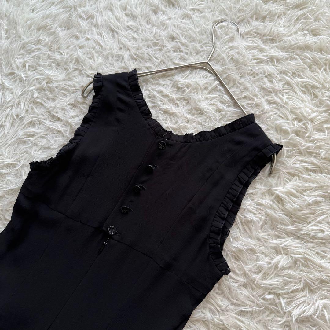 【シャネル】ワンピース　ココマーク シルク100% 02A プリーツ　黒　34