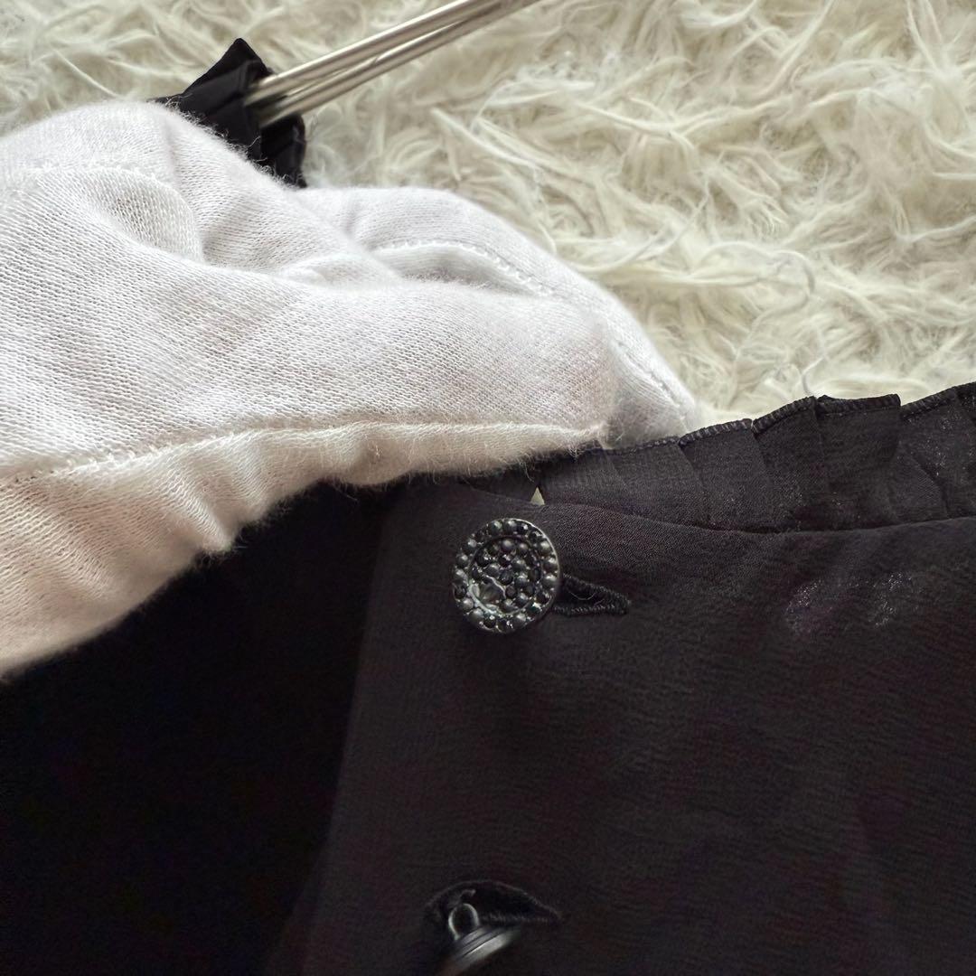 【シャネル】ワンピース　ココマーク シルク100% 02A プリーツ　黒　34