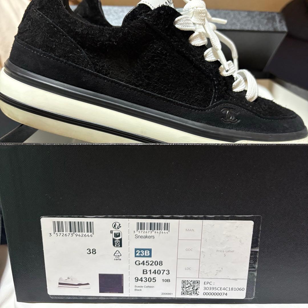 CHANEL シャネル スニーカー 38 G45208 カーフスキン ベルベット