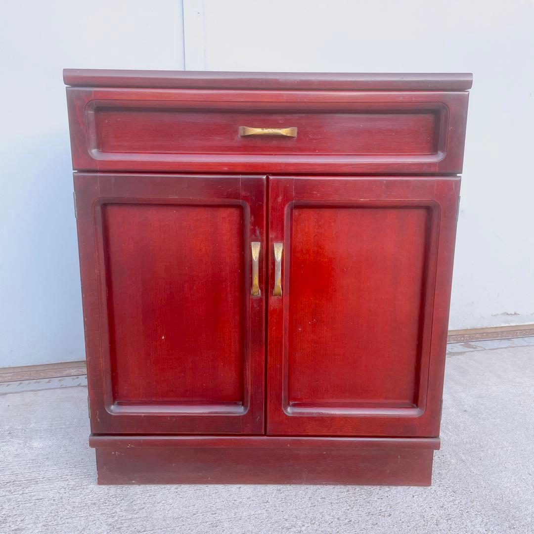 美品】オールドカリモク ダークブラウン 木製キャビネット サイド