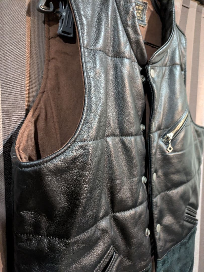 Vin&Age ヴィンアンドエイジ 稲妻デザイン レザーベスト サイズ38(M)