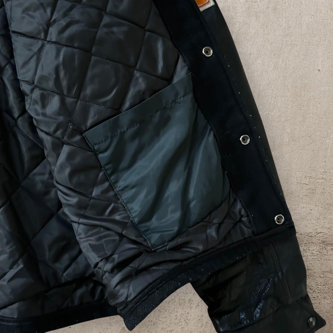 激レアSEDER80sカナダ製キルティングライナーウールスタジャンレザー袖XL黒