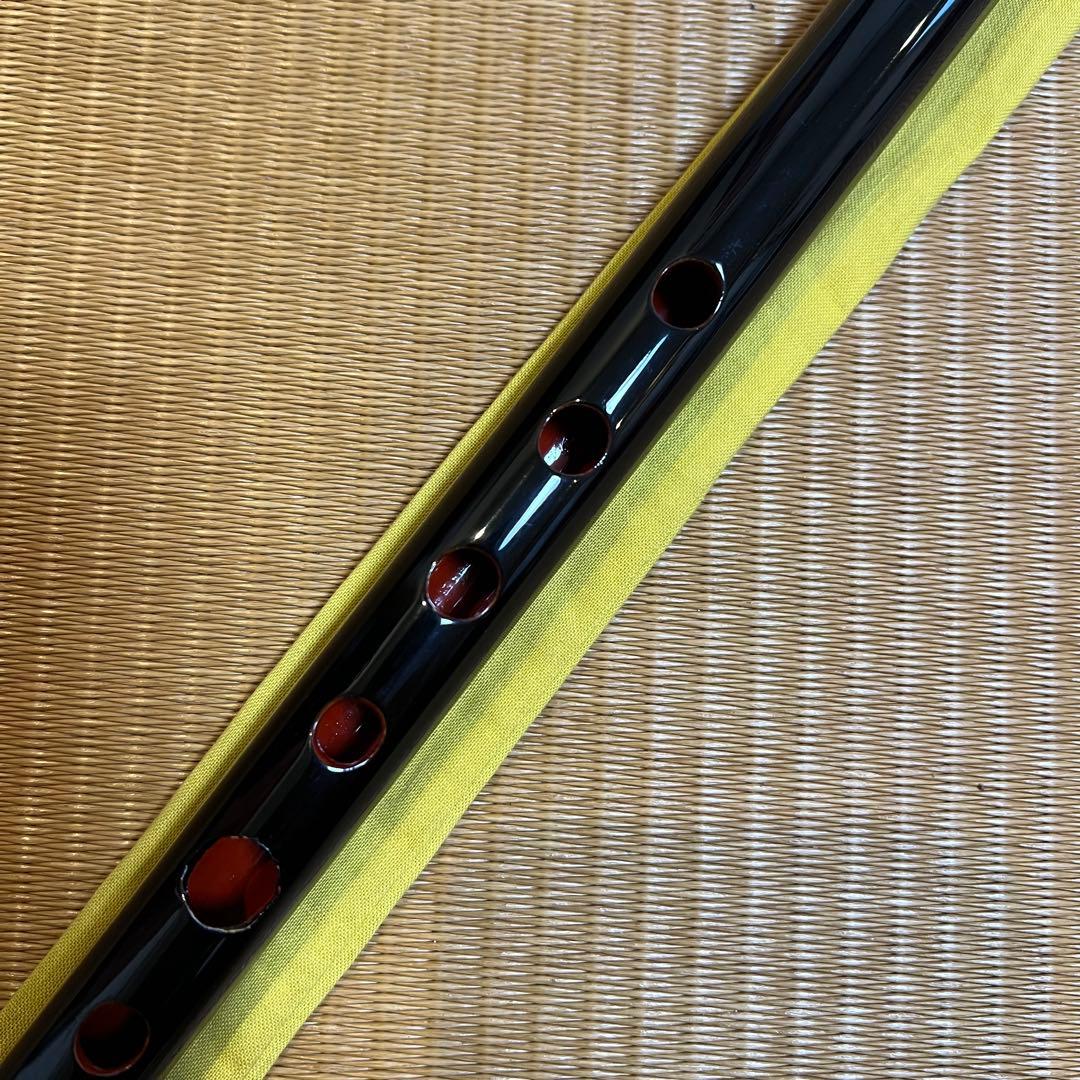 ※本日価格　篠笛丸山 8本調子 唄用（ドレミ調）黒漆塗 専用笛袋付