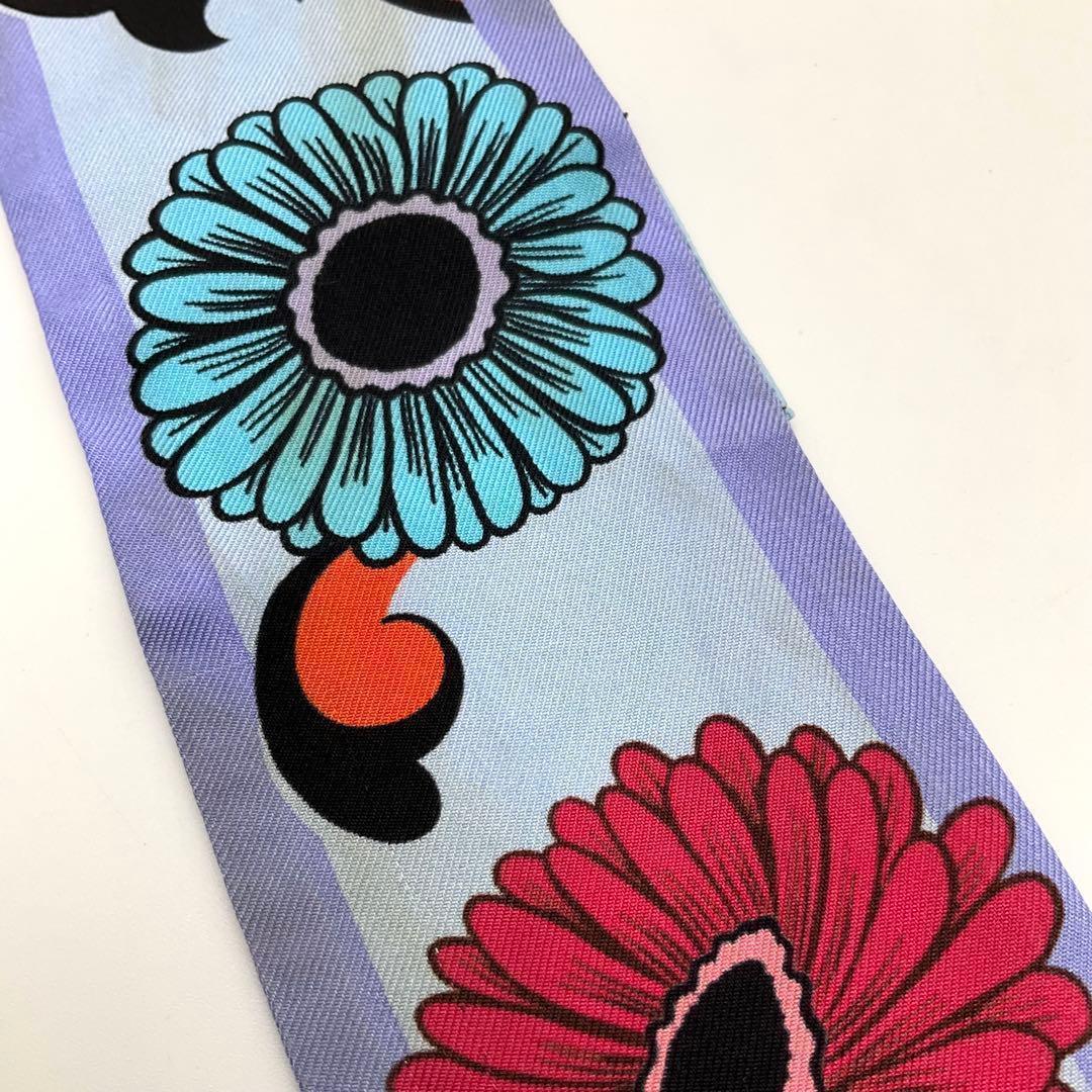 PRADA プラダ スキニー スカーフ パープル フラワー 花柄